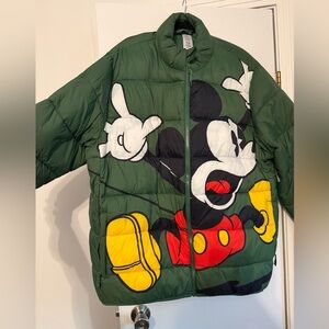 Disney Green Mickey Mouse Puffer Jacket